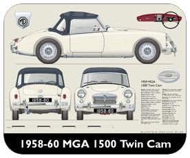 MGA Twin Cam 1958-60 Place Mat, Small